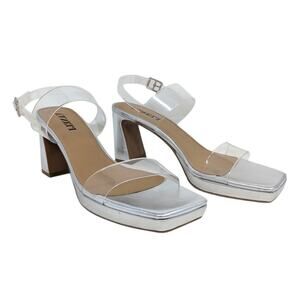 Vaneli Maida Silver Clear Vinyl Platform Heels Size 10N